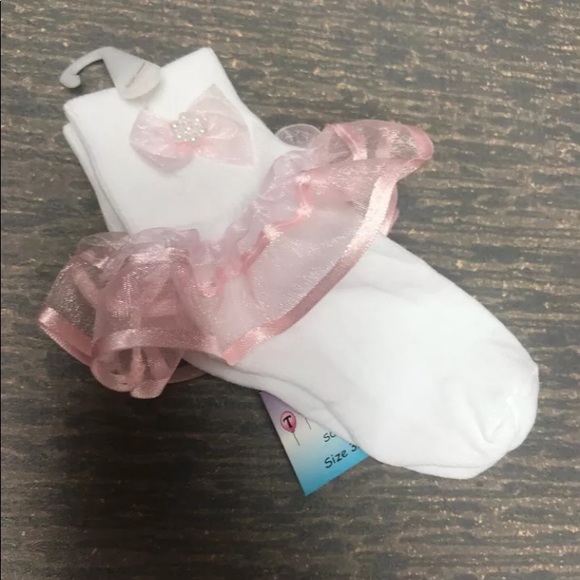 Pink & White Lace ruffled Easter pageant dressy church socks NWT - Picture 1 of 1